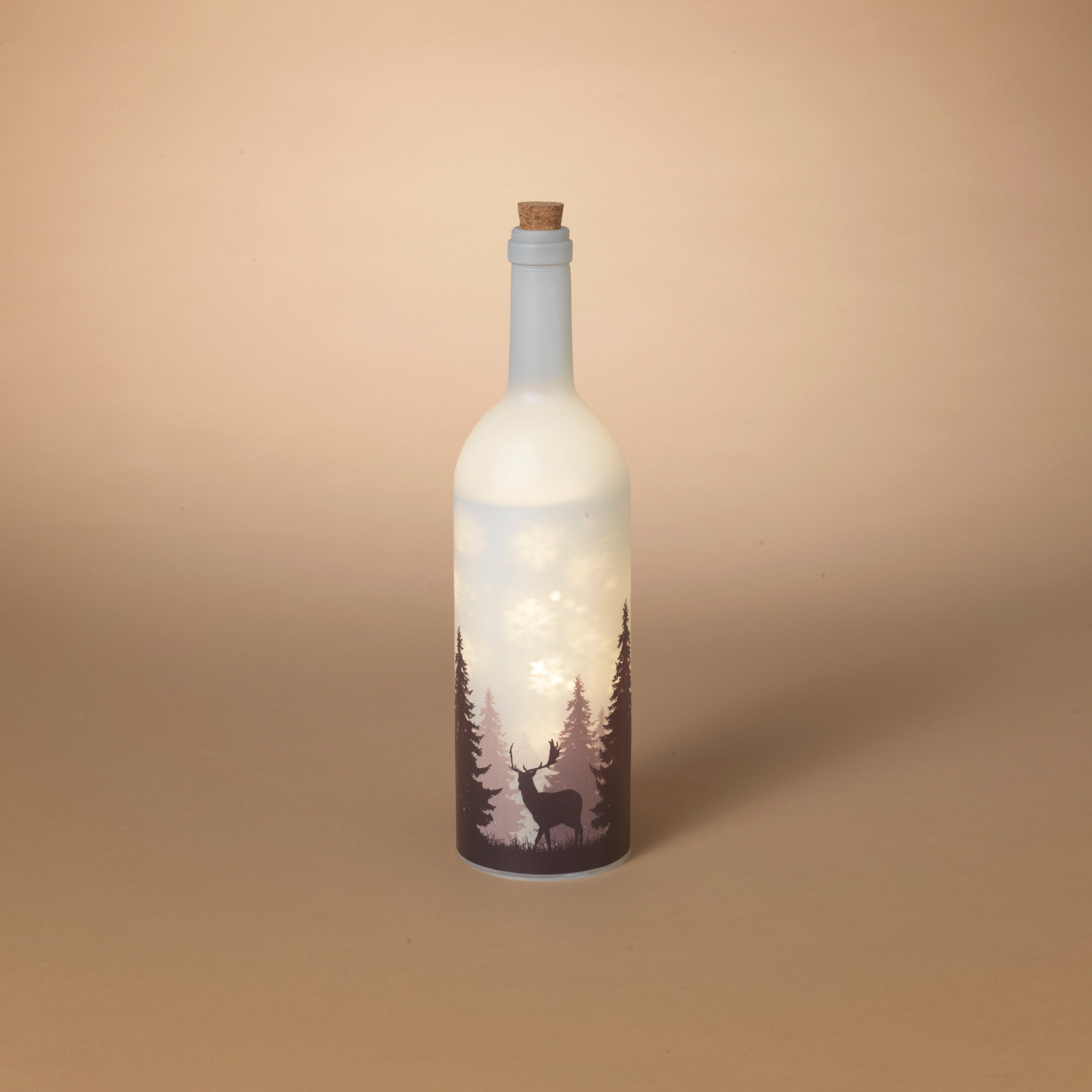 Storybook 13.39 in H Battery Operated Lighted Glass Holiday Bottle with Snowflake Design 2742570EC
